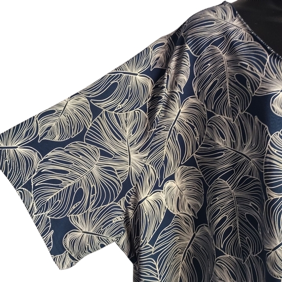 Ulla Popken Midi Dress Women's Blue White V-Neck Shortsleeve Plus Sz 32/34 NWT - Picture 7 of 11